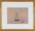 B. Bouts - "Barco a Vela". aquarela, med. 17 x 21 cm, assinado.moldura, 33 x 37 cm