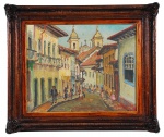 José Maria de Almeida - "Rua Bernardo Vasconcellos - Ouro Preto", OSM, ass. e datado 1960, med. 33 x 40 cm