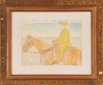 Percy Lau - "Cangaceiro a Cavalo", aquarela, med. 17 x 22 cm, assinado. Emoldurado, 60 x 50 cm