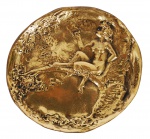 Joe Descomps - Salva de bronze com figura feminina, Diâm. 11 cm