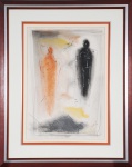 Arlindo Daibert - "3 Figuras", tec. mista, med. 75 x 50 cm. Emoldurado, 108 x 86 cm