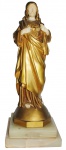 D.ALONZO - Imagem do Sagrado Coração de Jesus em bronze, com rosto e mãos em marfim e base em ônix esverdeado, reproduzido no livro Bryan Catley, med. 33 cm com a base.