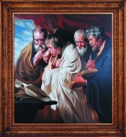 SANDRO VAZ CELLOS  . "Os quatro evangelistas", óleo s/tela med. 134 x 118 cm. Assinado. Emoldurado, med. 163 x 147 cm