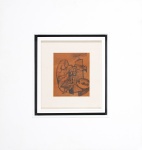 E.DI CAVALCANTI. "Figuras", desenho, 17 x 14 cm. Assinado e datado, 962. Emoldurado, 58 x 54 cm.