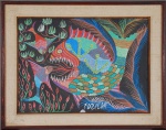 FRANCISCO DA SILVA. "Piranha", óleo s/tela, medindo 50 x 70 cm. Assinado e datatdo 73
