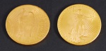 Moeda em ouro de 20 dolares americanos de 1924. Peso aprox. 33,6 g.