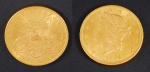 Moeda em ouro de 20 dolares americanos de 1904. Peso aprox. 33,5 g.