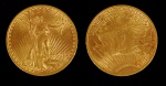 Moeda Americana em ouro amarelo 22k de 20 dólares, ano de 1910, peso 33,5 gr.