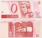 Numismática / Nota - Cildo Meireles - Zero Real, 2013, papel moeda, assinada inferior direito, med. 6,5 x 14,5 cm.