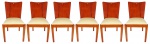 FERNANDO JAGER. Conjunto de 6 cadeiras "OX" com assento em couro ecológico.  Medidas 83 x 48 x 45 cm. cada.