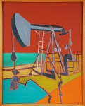 WALDYR MATTOS. "Máquina de perfuração de petróleo", óleo s/tela, 92 x 73 cm. Assinado e datado frente e verso, 30.07.2008.
