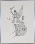 DARCILIO LIMA. "Erótico", litografia, P.A. , 654 x 49 cm. Assinado e datado, 70. Emoldurado com vidro, 67 x 52 cm.