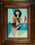 SANTA ROSA (1909 - 1956). "Figura geométrica", óleo s/cartão, 44 x 33 cm. Assinado cie. Emoldurado,54 x 43 cm.