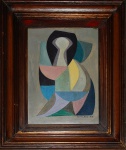 SANTA ROSA (1909 - 1956). "Figura cubista", óleo s/cartão, 39 x 25 cm. Assinado cie. Emoldurado, 58 x 76 cm.