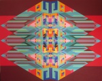FRANCISCO BERNARD - "Composição geométrica", acrílico sobre tela, med. 122cm  x 152 cm.