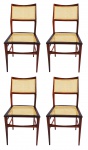 Joaquim Tenreiro - Conjunto de 4 cadeiras em madeira nobre, com encosto e assento em palhinha, med. 85 x 45 x 43 cm