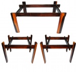 JORGE ZALSZUPIN - Trio de mesas em jacarandá, anos 50/60. Medidas 38 x 86 x 53 cm e 45 x 53 x 40 cm