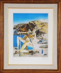 SALVADOR DALI (1904 - 1989) . Surrealista, gravura em metal, tiragem 183/300,  63 x 46 cm. Numerada e assinada. Emoldurada com vidro, 97 x 80 cm.