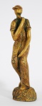 HENRIETTE GRANJA . Escultura em bronze dourado e polido, representando Músico, medindo 26,5 cm.