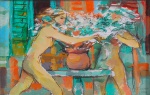 ENRICO BIANCO - "Nus femininos", óleo s/ cartão, med. 19 x 30 cm, ass. CIE, 2006. Apresenta certificado de autenticidade emitido pelo Projeto Bianco