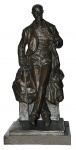LEOPOLDO DE ALMEIDA. Escultura de bronze , "Figura masculina". Base de mármore preto. Alt. total 52 cm.