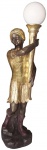Imponente escultura nos moldes palacianos, "Decorative Arts", ao gosto da estatuária veneziana, representando escravo (homem), sustentando em suas mãos tocheiro adaptado para luz elétrica, med. 195 cm de altura.