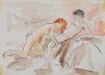 CARLOS LEÃO. "Cena Erótica", aquarela, 25 x 35 cm. Assinado. Sem moldura.