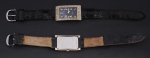 Relógio feminino ROYAL CROWN SAPPHIRE, retangular , prata 925, mostrador negro, bateria e funcionando.