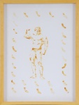 FERNANDO DE LA ROCQUE . "Barriguinha forte", baforada de THC na forma de Arnold Schwarzenegger, 41 x 30 cm. Assinado e datado 2009. Emoldurado com vidro, 31 x 31 cm.