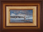 Sylvio Pinto. "Marinha", óleo s/tela, 16 x 27 cm. Assinado e datado, 1982.Emoldurado, 38 x 50 cm
