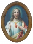 Gravura colorida. ."Sagrado Coração de Jesus", 74  x 49 cm. Emoldurado com vidro,  89 x 64 cm