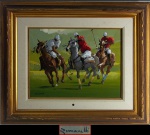 ROMANELLI. "Polo ", óleo s/tela, 40 x 50 cm. Assinado e datado  frente e verso, 2005. Emoldurado, 71 x 81 cm.
