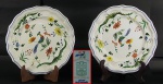 Lote com 9 pratos rasos em porcelana francesa OISEAUX DE PARADIS-GIEN. Diâm. 24 cm.