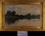JORGE DRUMOND DE MENDONÇA ( 1897- 1933) . "Paisagem" , óleo s/ tela, medindo 50 x 80 cm. Assinado no CIE. Emoldurado, 69 x 100 cm.( moldura com pequeno bicado).