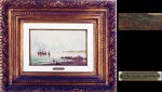 VINCENZO CENCIN. "Marinha italiana", óleo s/madeira, 14 x 23  cm. Assinado. Emoldurado, 39 x 48 cm.