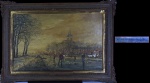 WIM VAN DIJK. "Sol de inverno - Holanda", óleo s/tela, 50 x 78 cm. (necessita restauro). Assinado. Emoldurado, 72 x 100 cm