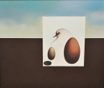 ADILSON SANTOS. "O Guardião do Tempo", óleo s/tela, 60 x 52 cm. Assinado e datado, 1978. Emoldurado, 66 x 74 cm.