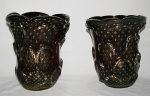 Par de vasos em murano, cor marrom transparente com pó de ouro, med. 23 cm, década de 60.