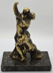 Martha Escondeur, escultura de bronze representando casal dançando tango, med. 20 x 15 x 9 cm