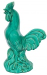 Estatueta de cerâmica azul vitrificada representando Galo. Alt. 43cm.