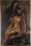 ESCOLA EUROPÉIA. " Pietá", óleo sobre tela, medindo 113 X 76 cm. Início século XIX . Rara peça.