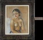 MARQUES JUNIOR. "Nú", pastel, 70 x 56 cm. Assinado e datado, 1920. Emoldurado com vidro, 92 x 77 cm.