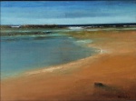ADILSON SANTOS. "Solidão - Entardecer na Praia de Jauá- Salvador/Bahia", óleo s/tela, 46 x 60 cm. Assinado e datado, 1997. Emoldurado, 84 x 100 cm.(APTO)