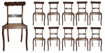 Conjunto de 11 cadeiras em madeira nobre com assentos em palhinha sintética, acompanham almofadas.(APTO)