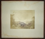 Gravura. "Cena rural", 16 x 20 cm. Emoldurado com vidro, 33 x 38 cm.