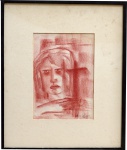 NETINHA RODRIGUES "Rosto feminino" desenho, 45 x 32 cm.( manchas do tempo) Assinado e datado ,78 c.i.d. Emoldurado, 52 x 43 cm.