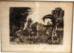 LIN BIANCHI  BARRIVIERA. " Museo di Capodimonte ", litografia, 36 x 46 cm.( no estado). Assinado . Emoldurado com vidro, 39 x 49 cm