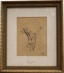 CARYBÉ. " Capoeira", desenho a nanquim sobre papel, 28 x 22 cm. Assinado e datado ,66 no CID. Emoldurado com vidro, 51 x 45 cm.