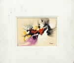 FUKA. "Abstrato", óleo s/eucatex, 16 x 22 cm. Assinado no cid. Emoldurado, 34 x 40 cm.