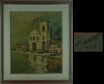ANTENOR FINATTI. "Igreja", óleo s/tela,61 x 50 cm. Assinado e datado, 968. Emoldurado, 79 x 68 cm.